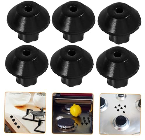 Black Rubber Stove Grate Feet Replacement 16pcs Anti Slip | Gas Range Feet Replacement, Easy Installation, Adds Height, round Support Pads for Hob Frame Use