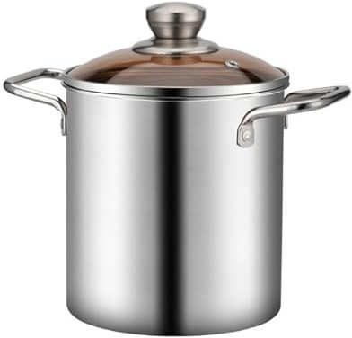 LOLYSIC Pentola per asparagi in acciaio inox, 3 l, alta pentola, setaccio con manico, asparagus pot, pasta pot, friggitrice con pinze e vetro Lid, per una varietà di piani cottura e lavastoviglie