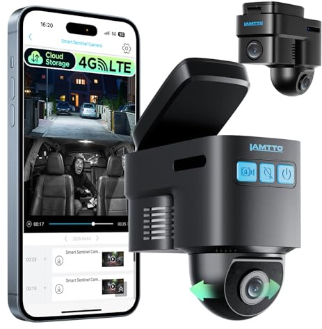 LAMTTO 4G LTE Dash Cam Front and Inside, Dual Dash Camera with Remote Live View via App, Real-Time GPS Tracking,Radar Parking Monitor, Anti-Theft Car Security Camera for Drivers, Fleet & Family Safety