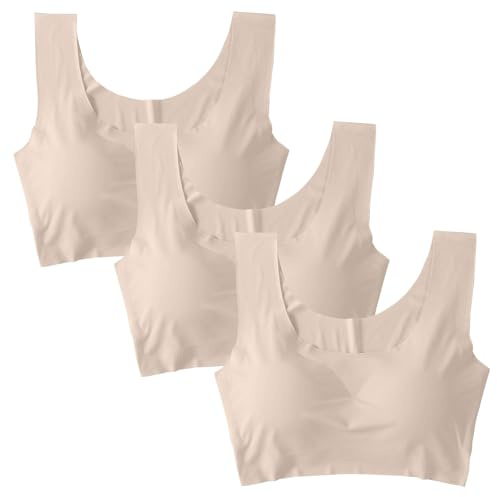 Soutien Gorge Mary Brassiere Femme Grande Taille Soutien Gorge De Sport Confortable Et Élastique pour Femme avec Coussinets Quotidien 3 des Lingerie pour Brassiere Khaki XXL