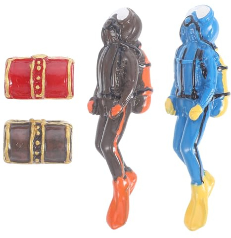Milisten Taucher Figuren Aquarium Deko mit Schatztruhe Harz 4 Stücke Simulierte Kleiner Menschen Modell Fischhaus Dekor Kinderspielzeug Selbstgemacht Epoxidharz Figuren Mikrolandschaft Zubehör