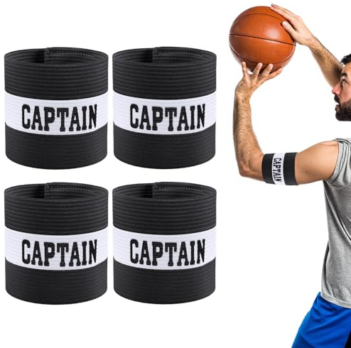 4Pcs Captain Armbands, Captain Arm Bands, Black Adjustable Soccer Captains Armband, Football Rugby Basketball Player Band for Adult Youth Soccer Volleyball Team(Black)