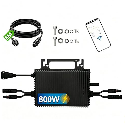 Mikro Wechselrichter 800w-2MPPT，Wechselrichter für balkonkraftwerk mit WLAN,IP67 wasserdicht，mit 5m AC Kabel für Solar Inverter,App Steuerung,Plug Play