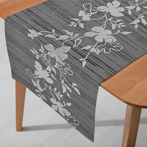 Miami 3D Druck Tischläufer Tablerunner Breite 40 cm Länge und Farbe wählbar Grau 40 x 240 cm