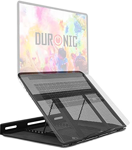Duronic DM074 Supporto per notebook | 9 Impostazioni di altezza | Capacità 10 kg | Dimensioni 37cm x 24 cm | Piattaforma per Laptop Tablet Libri e Spartiti | Ergonomico e ventilato | Universale