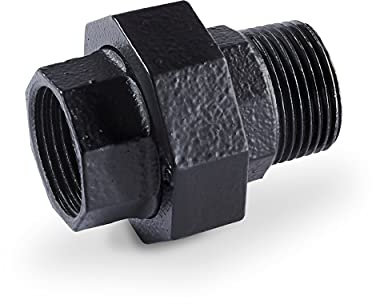 pamo Temperguss Fitting Adapter - 3/4 Zoll für DIY Kleiderstange im Industrial Loft Design | Adapter | pulverbeschichtet Wasserrohr in schwarz für Do-It-Yourself Garderobe/Kleiderschrank