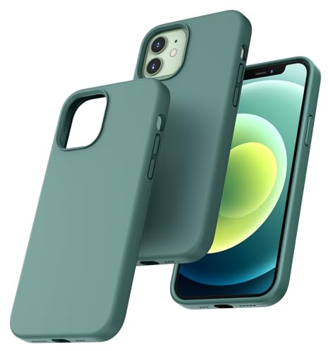 TOCOL for iPhone 12 Case, Liquid Silicone, Midnight Green