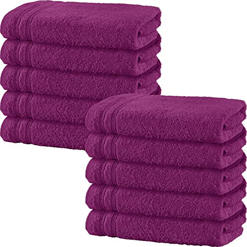 Erwin Müller Handtuch 10er-Pack Heidelberg 100% Baumwolle Fuchsia Größe 50x80 cm - saugstark, gut trocknend, kompakt, leichte Qualität - ideal für Sport, Strand, Reisen