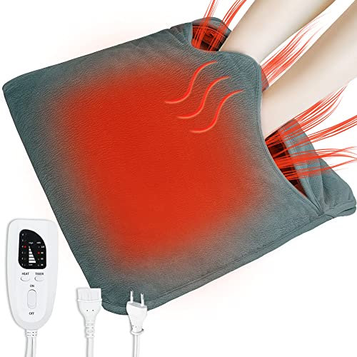 Cuplu 40X40 Scaldapiedi Elettrico Piedi, 6 Livelli di Calore 4 Timer, Spegnimento Automatico, Protezione da Surriscaldamento,Riscaldamento Elettrico dei Piedi Lavabile per Donne Uomini(Grigio Scuro)