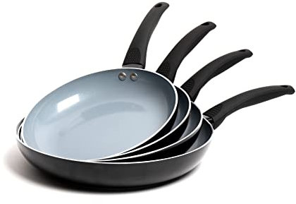 MasterClass Ceramic Non-Stick Eco Frypan Bundle with 3 Frying Pans Sized 24cm, 26cm, 28cm & 30cm