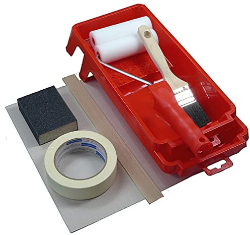 Set for Door Painting 10 Pieces with Paint Roller Paint Brush Abrasive Tape