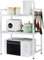 BAOYOUNI 2-stöckiges erweiterbares Mikrowellen-Regal, Ständer über Toaster, Bäcker-Regal, Badezimmer, Küche, Aufbewahrungs-Organizer mit Haken für Schrank, Theke, unter der Spüle, verstellbare Breite