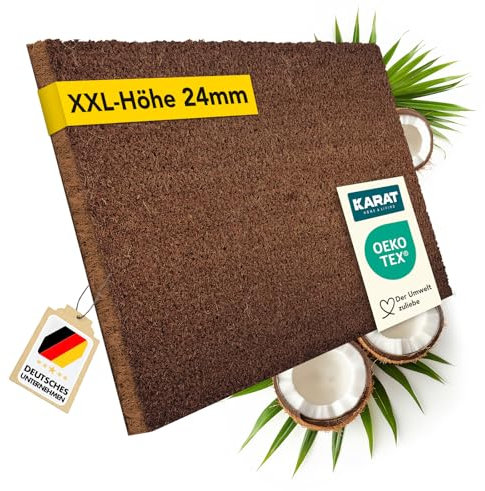 KARAT Coconut Doormat for Outdoor and Indoor Use – Door Mat – Dirt Trapper Mat – Coconut Mat Winter Protection with Non-Slip Back for Front Door and Entrance Made to Measure Brown, 65 x 100 cm | 2.4