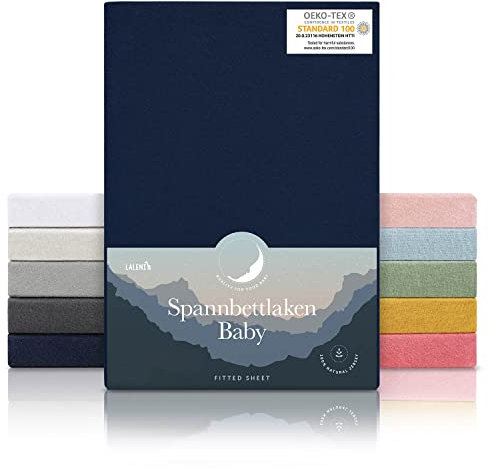 Laleni Jersey Spannbettlaken 38x77 cm Babywiege oval - Oeko-TEX zertifiziertes Spannbettlaken Stubenwagen - Stubenwagen Bezug aus 100% Baumwolle - Spannbettlaken Kinderwagen - Baby Bettwäsche in Blau
