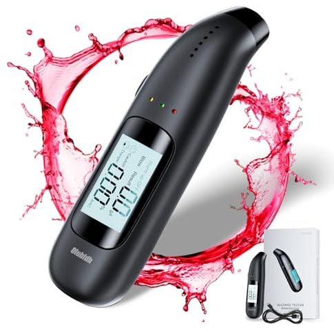Olubfdh Alkoholtester Polizeigenau mit Digitaler Blauer LCD-Anzeige, mit USB-Akku Professioneller Alkoholmessgerät, Mouthpieces unnötig, Alkotester, für den Einsatz zu Hause oder auf Partys