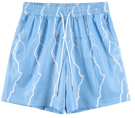 DIOTSR Basketball-Shorts für Herren, mit Kordelzug, Laufen, Workout, Sommer, coole Freizeit-Shorts, 05 Blau / Weiß, XL