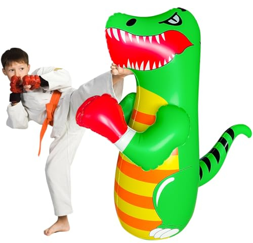 120cm Punching Bag for Kids,Pedestal Boxing Bag for Kids,Inflatable dummy, inflatable Dinosaur punching bag, De-Stress Boxing Bag for Kids