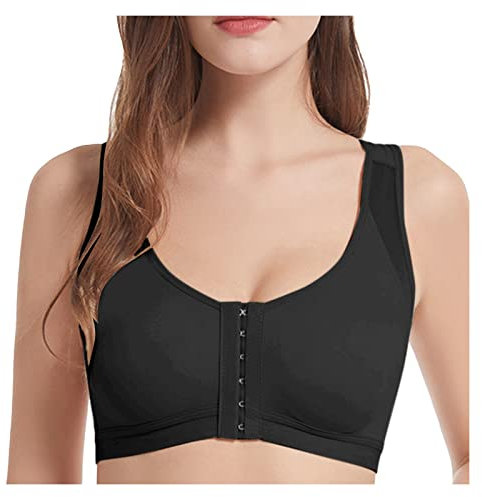 Brasier da donna sottile con bottoni a tazza traspirante senza dimensioni comode elastico sportivo da donna, Nero , XXX-Large