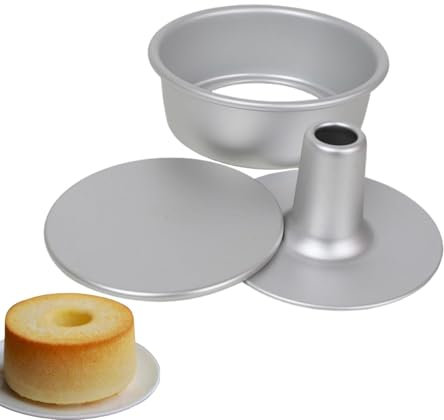 Moule à Gâteau des Anges avec Base Amovible, 6/8/10 Pouces Antiadhésif Moule à Gâteau en Mousseline Moule à Savarin, Moule à Gâteau Rond avec Trou au Milieu pour Cuisson au Four Gâteau en Mousseline