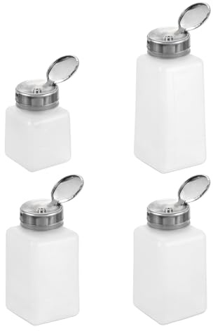 QUARKZMAN 4 stycken lösningsmedel alkoholdispenser 120 ml/180 ml/200 ml/250 ml nagellacksborttagare push down vätskepump pump flaska för aceton rengöringsmedel polerborttagare, vit