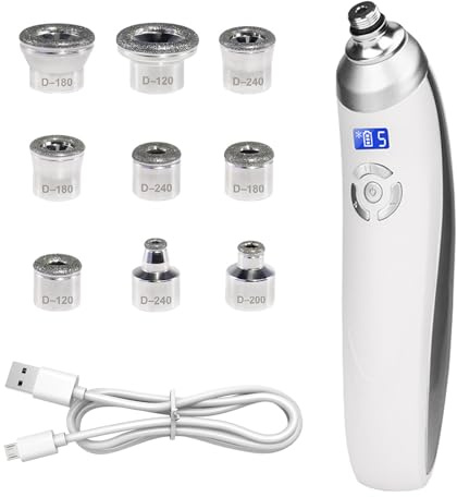 Succionador de Puntos Negros, Máquina de Microdermoabrasión de Diamante de Mano con 9 Diamante Recargable USB Sin Cable, para Peeling Facial y Limpieza Profunda