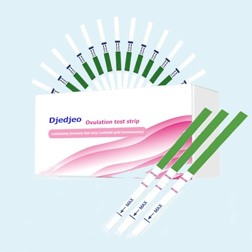 Djedjeo 10 strisce per test di ovulazione, 25mIU/ml, aumenta le probabilità di gravidanza, altamente accurate, in combinazione con l'APP Premom per il monitoraggio della fertilità femminile, 10 LH