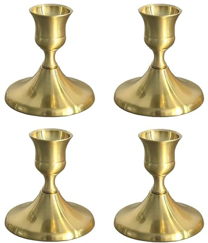 4PCS kerzenständer Gold, Kerzenhalter Gold, Goldene Kerzenständer, Messing Gold Taper Kerzenhalter Set, Kerzenhalter für Esszimmer Tisch Mittelstück oder Mantel Hochzeitsfeier Dekor