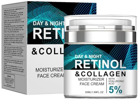 Retinol Creme Gesicht, Anti Falten Creme mit Kollagen & Hyaluronsäure, Feuchtigkeitscreme Gesicht für Damen & Herren, Glatt & Reduzieren Falten und Feine Linien, Kollagen Cream für Alle Hauttypen,50ml