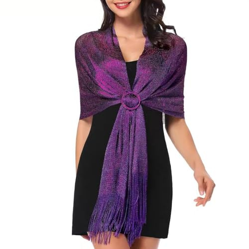 MUNSKT Châles métalliques étincelants avec boucle pour soirée, accessoires élégants pour robes de mariage, châles et écharpes parfaits pour robes de soirée, Taille unique