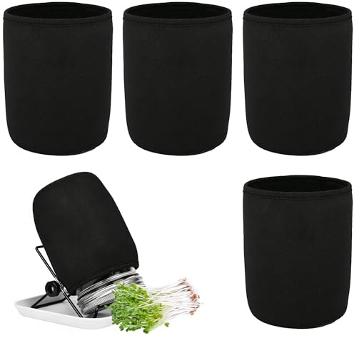 Niuhong 4 Pcs Vidrios Germinados Prueba Luz Estuches Oscurecimiento Vidrio Germinación Cultivo Brotes Vidrio Conservas Set Sombreado Vasos Semillas para Tarro Germinación 1000ml (Negro)