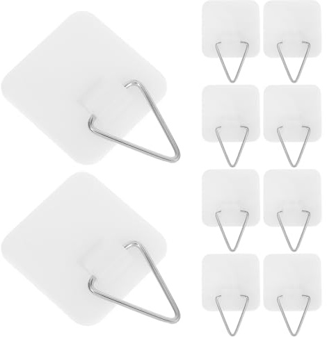LIFKOME Lot de 10 Crochets Muraux Autocollants Blancs, Supports Adhésifs sans Perçage pour Cadres Photo, Porte-assiettes Décoratifs, Fixation sans Trace pour Décoration Murale Intérieure