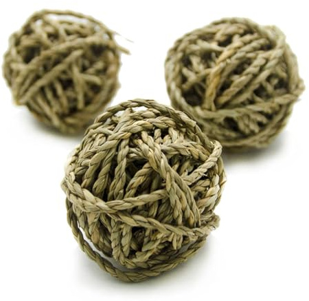 ibasenice Lot de 8 Boules de Paille Tressée pour Perroquet, Jouets Naturels