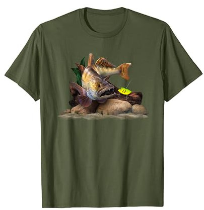 Raubfisch Shirt für Zander Hecht Barsch Forelle Angler T-Shirt