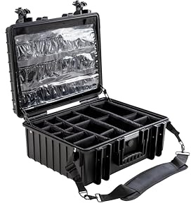 B&W International GmbH Första hjälpen fodral (justerbar uppsättning, organiseruppsättning i locket, insida 47,5 x 35 x 20 cm, axelband) Med. fodral, svart, 510 x 420 x 215 (typ 6000)