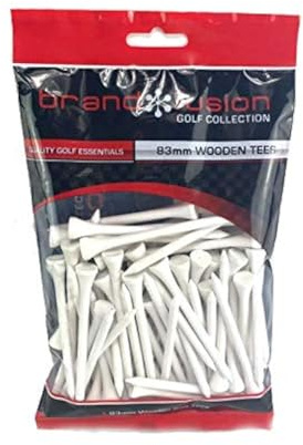 Brand Fusion White Wooden 83mm, Tees da Golf in Legno Bianco, 83 mm Unisex-Adulto