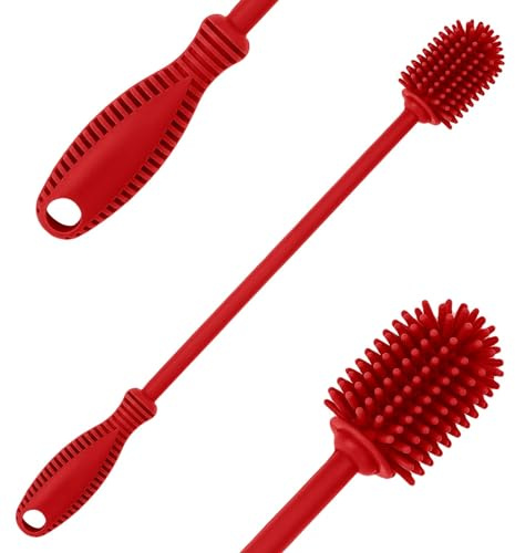 Silicone Bottle Cleaning Brush with Long Handle, Water Bottle Cleaner for Baby Bottles, Hydro Flask, Sports Bottle, Vase, Glassware, Perfect for Smaller Diameter Bottle Openings (Qty 1)