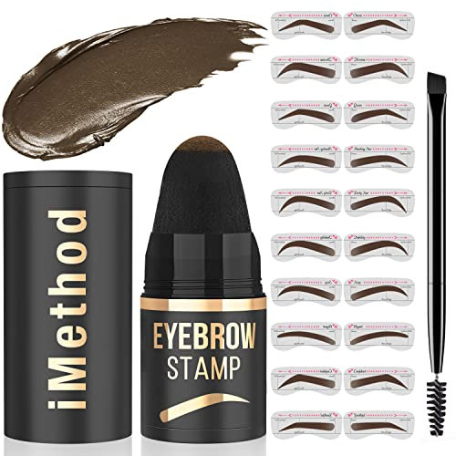 iMethod Augenbrauen Stempel und Augenbrauen Schablonen Kit Augenbrauen Stamping Kit für Perfektes Augenbrauen Make-up Augenbrauen Pomade 20 Eye Brow Shaping Kit Einfach zu Bedienen Langlebig Braun