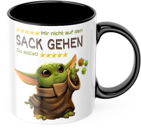 Mimimi mir nicht auf den Sack gehen du sollst Kindertasse Sprüchetasse Geschenkidee (Schwarz)