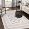 payé Teppich Wohnzimmer Vintage - 120x170cm Creme Grau - Fransen Deko Boho Flauschig - Cut & Loop Sisal - Schlafzimmer Flur Dekoration Läufer - Orientalische Teppiche