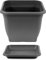 HAC24 Pflanztopf 40 x 40 cm Kunststoff incl. Untersetzer Eckig Anthrazit Pflanzkübel Pflanzuntersetzer Blumentopf Blumenkübel Pflanzcontainer