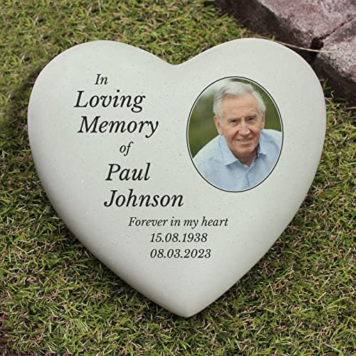 Custom Personalised Photo Upload Memorial Heart Resin Stone with Custom Message - Suitable for indoor and outdoor use