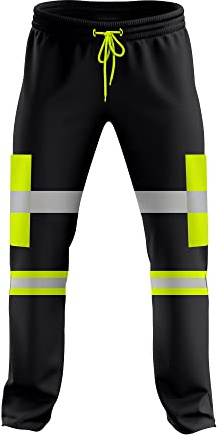 trending babz Mens High Visibility Hi Vis 2Tone Jogging Trousers Bottoms Reflective Tape Cuffed Workwear Joggers