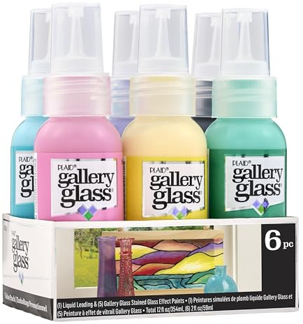 Gallery Glass Pastel Stained Glass Paint Kit, 6 Piece Set Perfect for DIY Arts and Crafts Projects, 20053