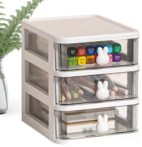 Organiseur De Bureau avec Tiroir - 3 Organiseur De Papeterie Multifonction | Niveaux Organisateur De Bureau | Rangement Bureau | Boîte De Rangement De Bureau Empilable pour Bureau, L'école, Maison
