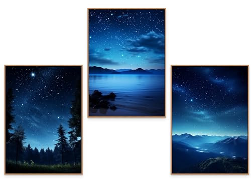 GrowArt - einzigartiges Set von 3 A3 Nachthimmel Postern ohne Rahmen | hochwertiger Fotodruck | außergewöhnliche Wanddekoration für Sternenliebhaber | Motive nur bei uns erhältlich |