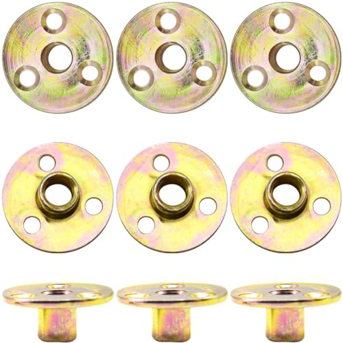 CEEYSEE 10 Pezzi Dado Flangiato a T M10 con Flangia Foro Bavato Round Base Screw in T Nut Fissaggio Della Flangia a Tre Fori per Elettrodomestici e,Mobili (M10/FLZ-LM)