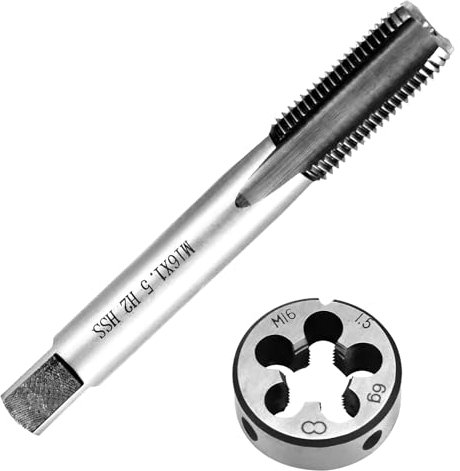 TOATELU M16 x 1,5 Metrisch Gewindeschneid und Gewindeschneideisen, Gewindeschneider, M16 HSS Gewindebohrer Schneideisen, Metrisches Außengewindeschneideisen