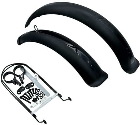 Juego de guardabarros delanteros y traseros para bicicleta Fat Tire Bike Wings Full Coverage Set (negro, 16 pulgadas)