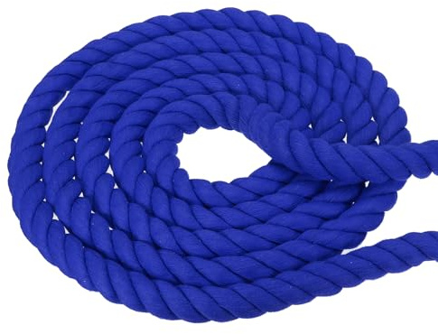 PATIKIL 1 Pulgada x 100 Pies Cuerda De Algodón Natural Trenzada 3 Hebras Fuerte Y Gruesa Cuerda De Algodón Cuerda para Juegos De Tira Y Afloja Manualidades Decoración del Hogar Azul