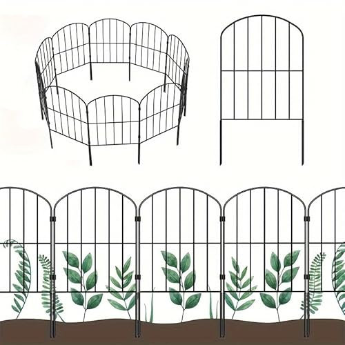 10PCS Garden Fence Decorative Fences, 60cm Tall Metal Animal Barrier Fence Rustproof, Outdoor Fencing Panels for Garden Patio Backyard